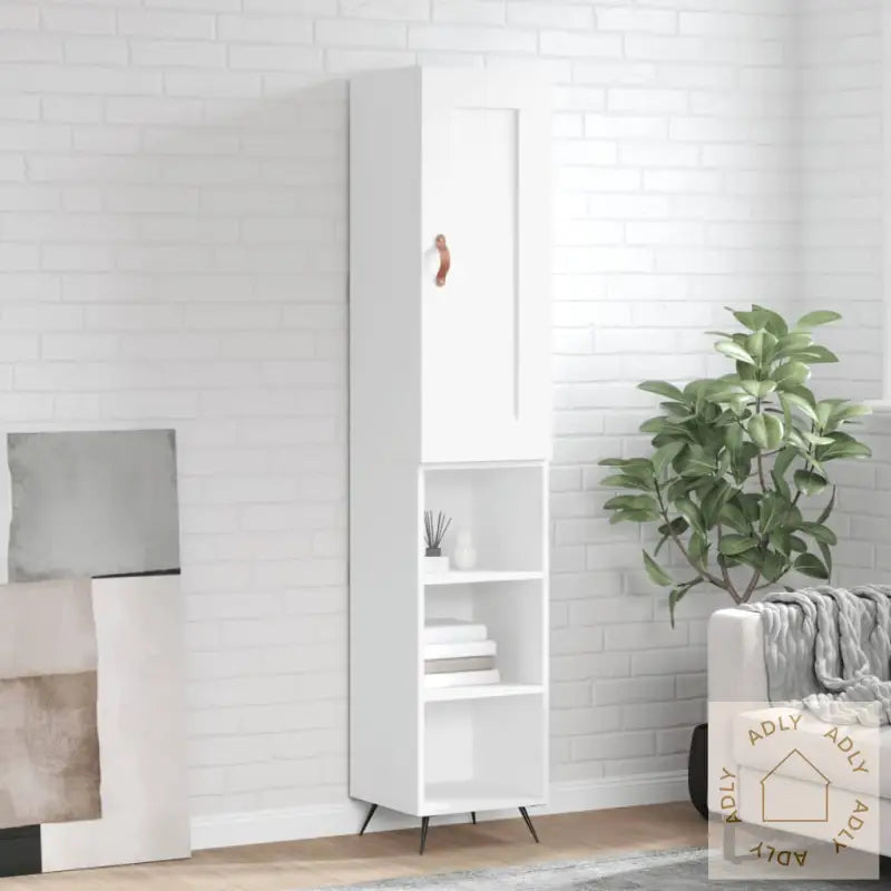 Highboard Hvit 34,5X34X180 Cm Konstruert Tre