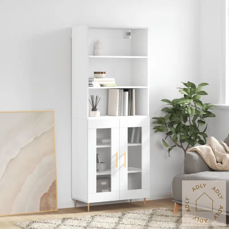 Highboard Hvit 69,5X34X180 Cm Konstruert Tre