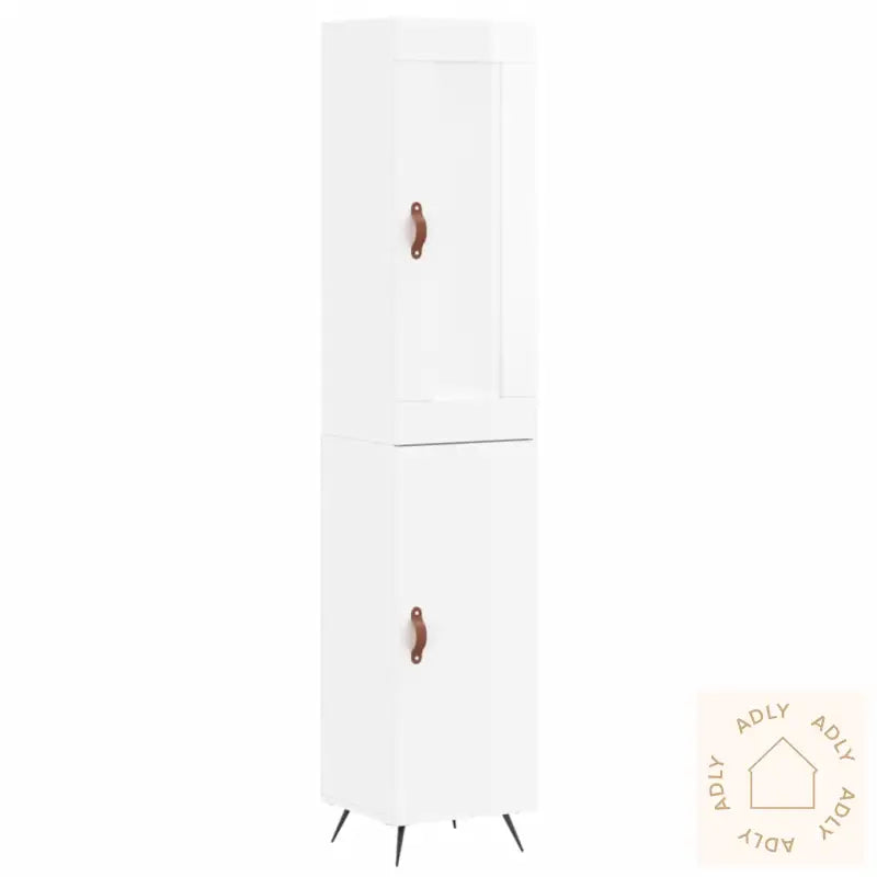 Highboard Høyglans Hvit 34,5X34X180 Cm Konstruert Tre