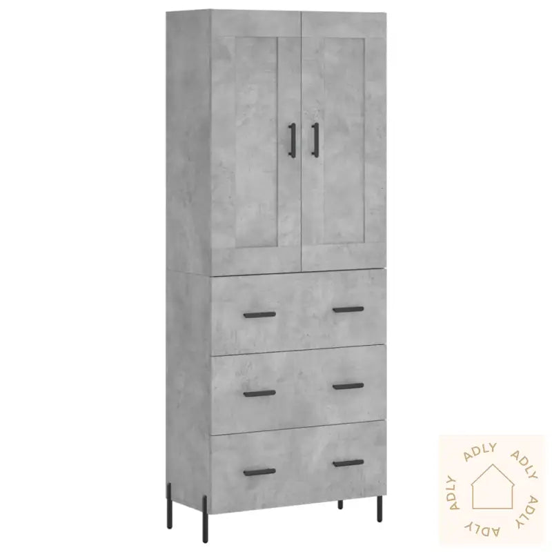 Highboard Betonggrå 69,5X34X180 Cm Konstruert Tre