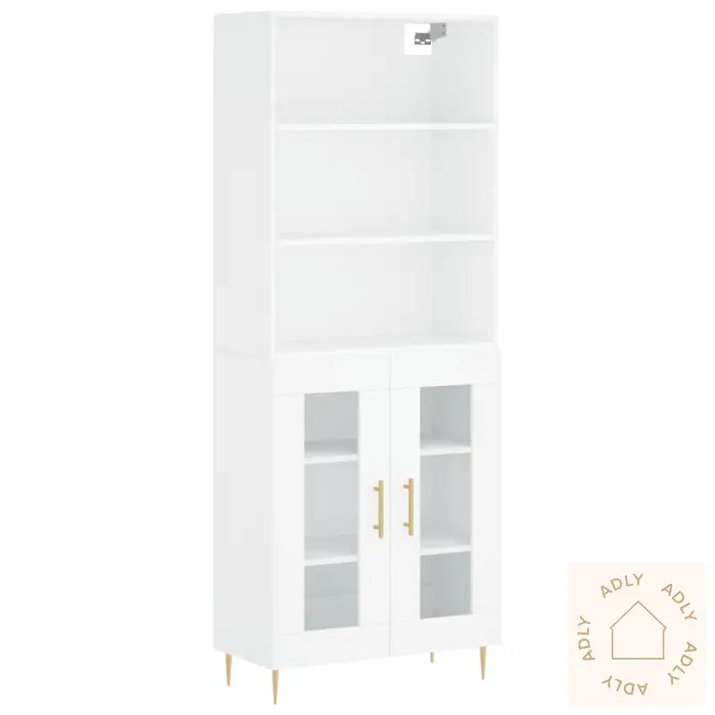 Highboard Hvit 69,5X34X180 Cm Konstruert Tre