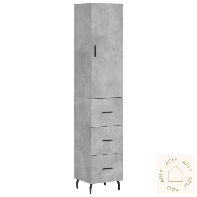 Highboard Betonggrå 34,5X34X180 Cm Konstruert Tre