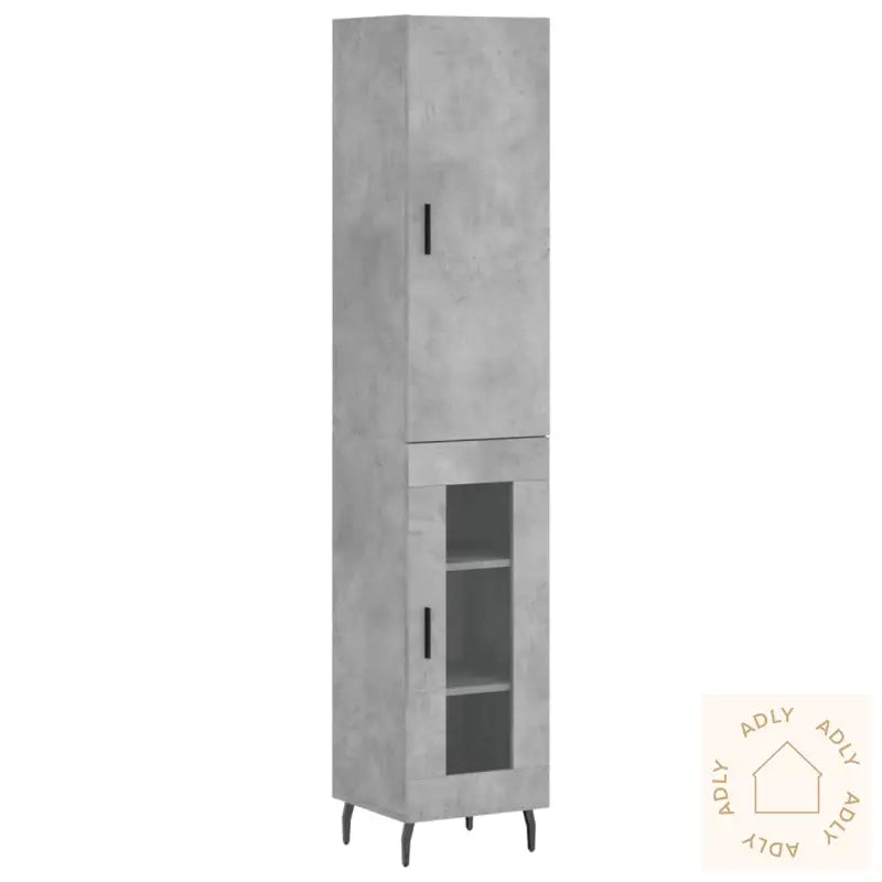 Highboard Betonggrå 34,5X34X180 Cm Konstruert Tre
