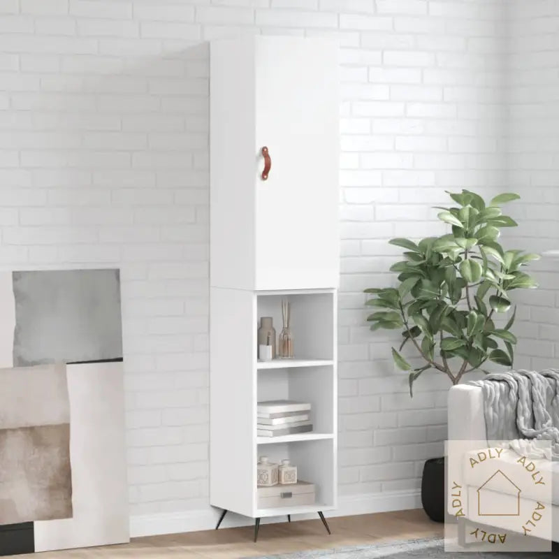 Highboard Hvit 34,5X34X180 Cm Konstruert Tre