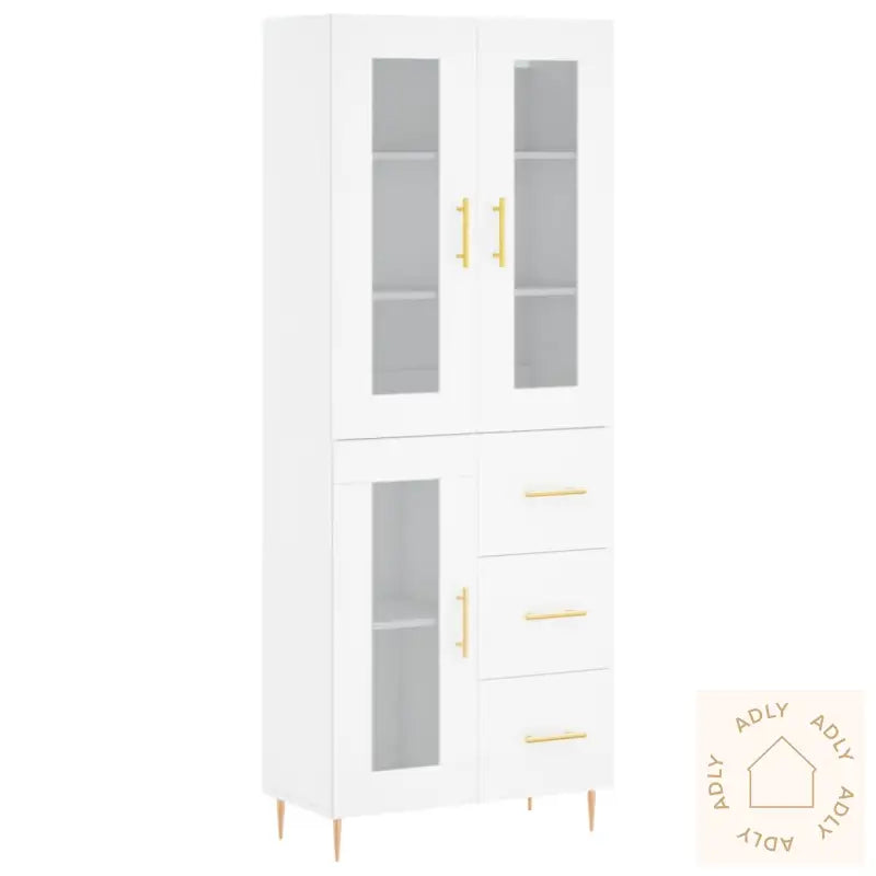 Highboard Hvit 69,5X34X180 Cm Konstruert Tre