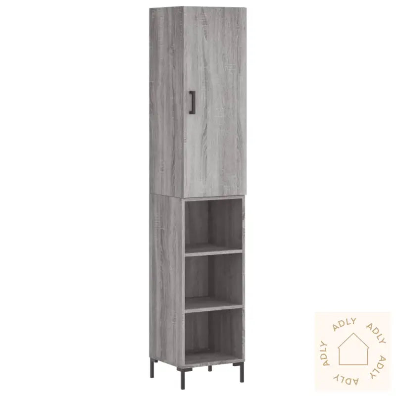 Highboard Grå Sonoma 34,5X34X180 Cm Konstruert Tre