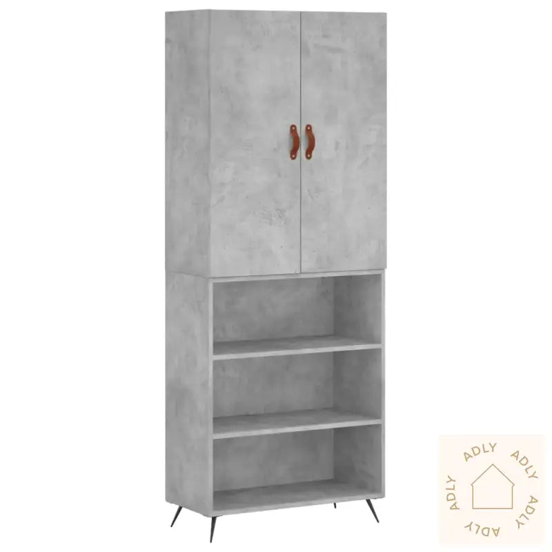 Highboard Betonggrå 69,5X34X180 Cm Konstruert Tre