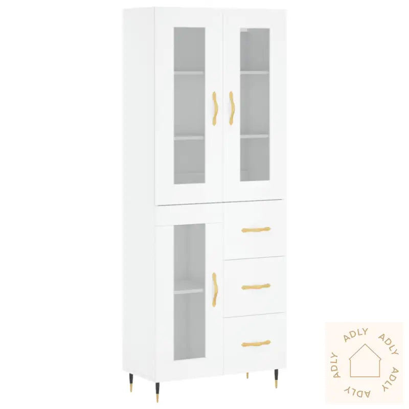 Highboard Hvit 69,5X34X180 Cm Konstruert Tre
