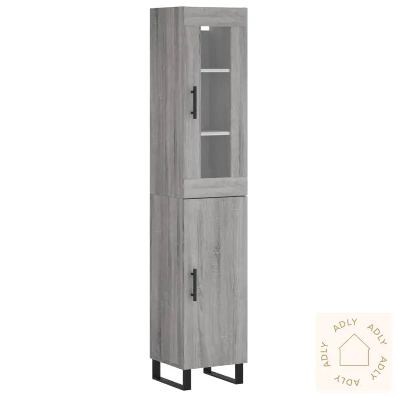 Highboard Grå Sonoma 34,5X34X180 Cm Konstruert Tre