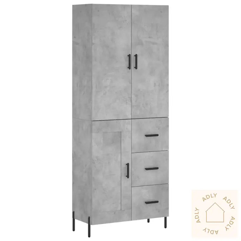 Highboard Betonggrå 69,5X34X180 Cm Konstruert Tre
