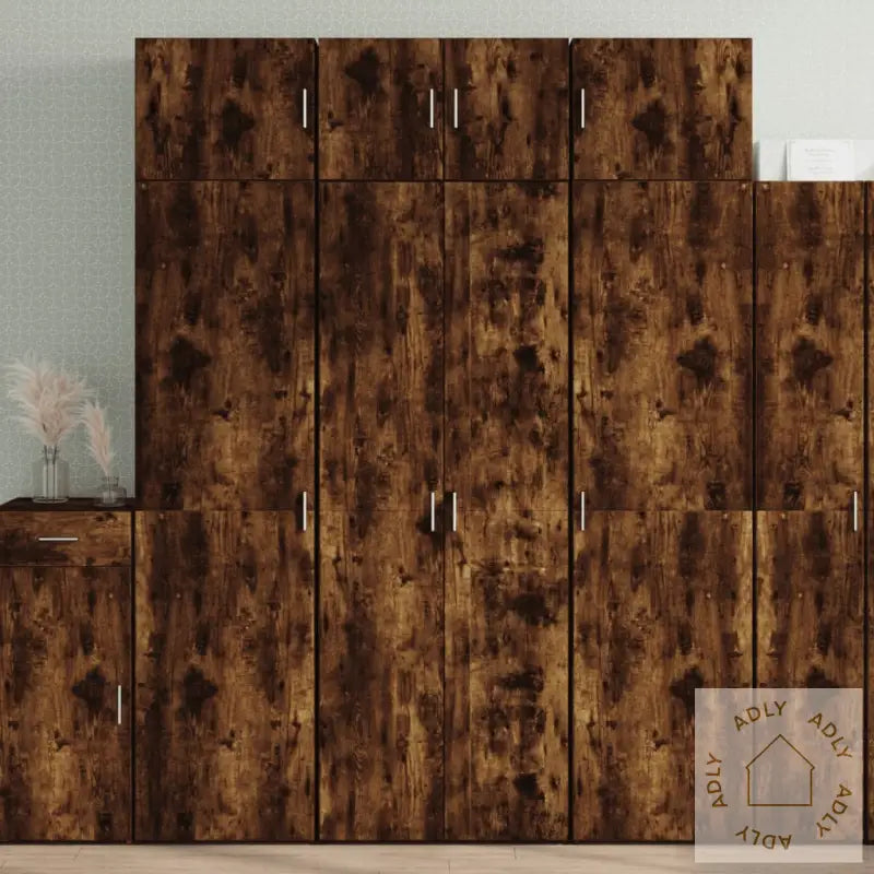 Highboard Røkt Eik 70X42,5X185 Cm Konstruert Tre