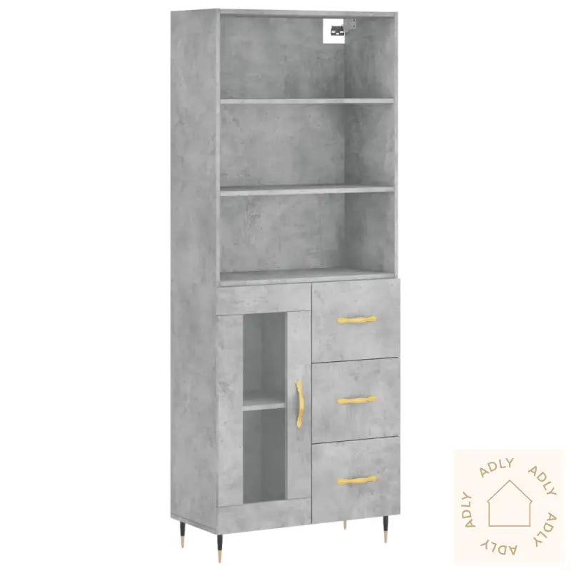 Highboard Betonggrå 69,5X34X180 Cm Konstruert Tre