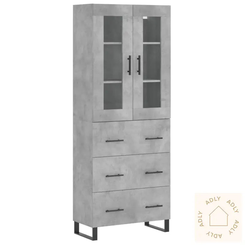 Highboard Betonggrå 69,5X34X180 Cm Konstruert Tre