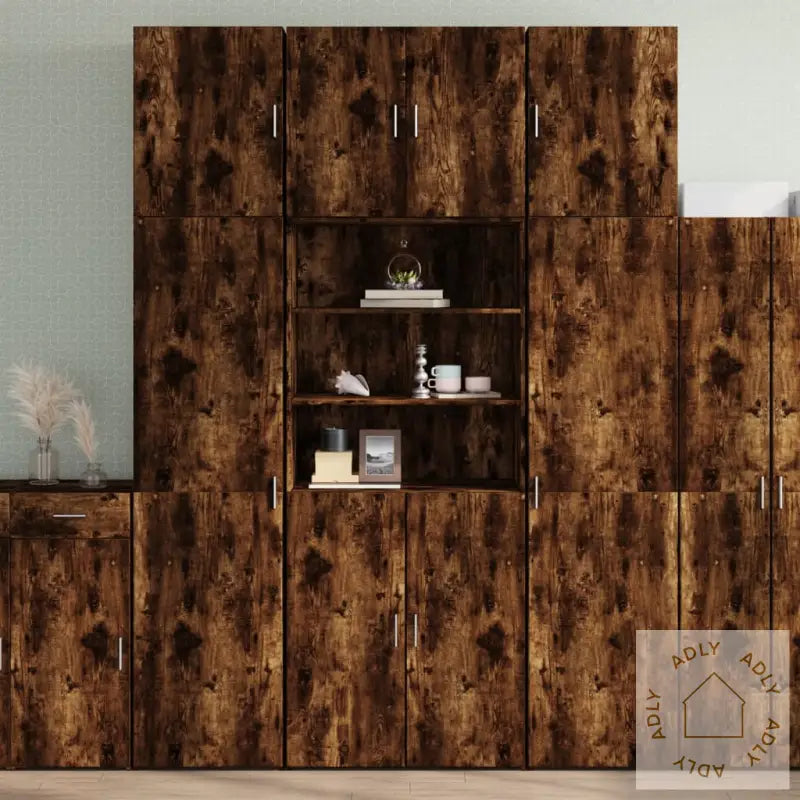Highboard Røkt Eik 80X42,5X249 Cm Konstruert Tre