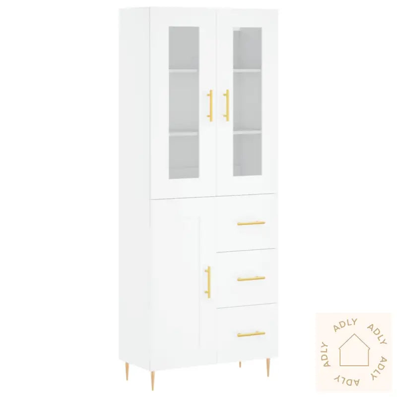Highboard Hvit 69,5X34X180 Cm Konstruert Tre