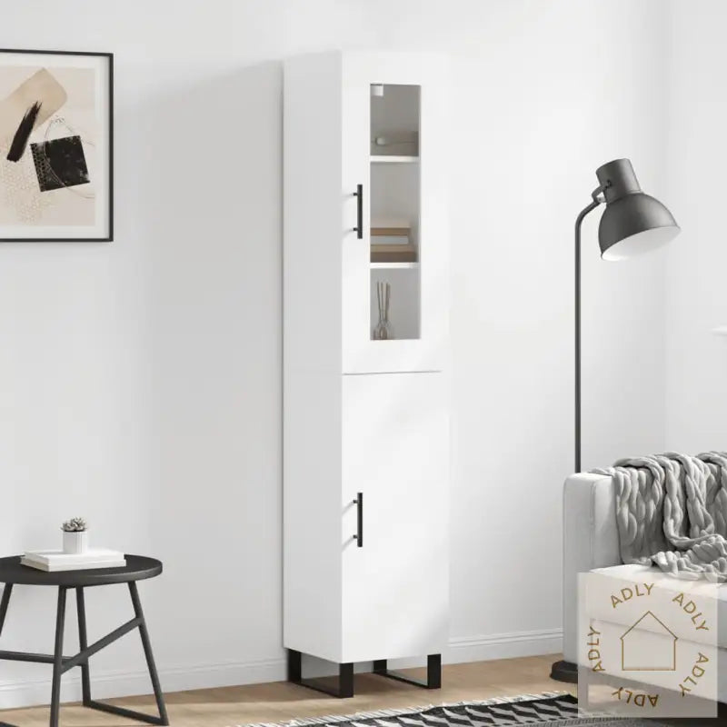 Highboard Hvit 34,5X34X180 Cm Konstruert Tre