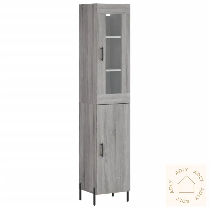 Highboard Grå Sonoma 34,5X34X180 Cm Konstruert Tre