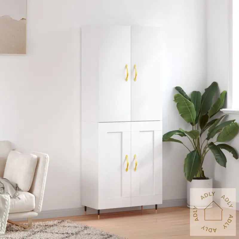 Highboard Hvit 69,5X34X180 Cm Konstruert Tre