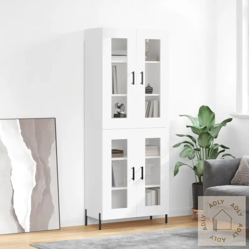 Highboard Hvit 69,5X34X180 Cm Konstruert Tre