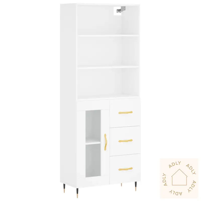 Highboard Hvit 69,5X34X180 Cm Konstruert Tre