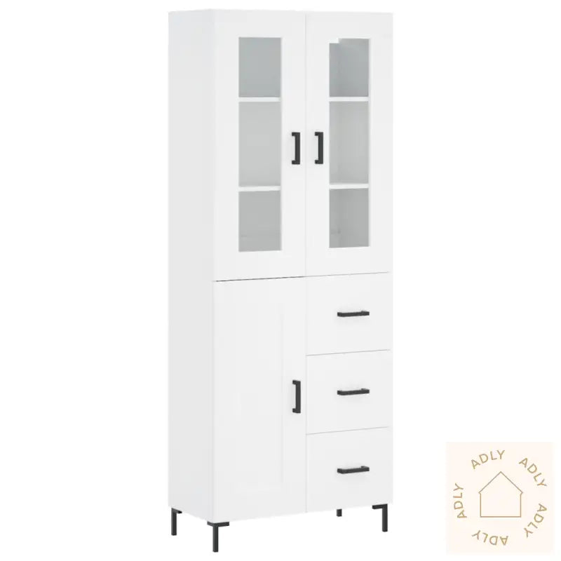Highboard Hvit 69,5X34X180 Cm Konstruert Tre
