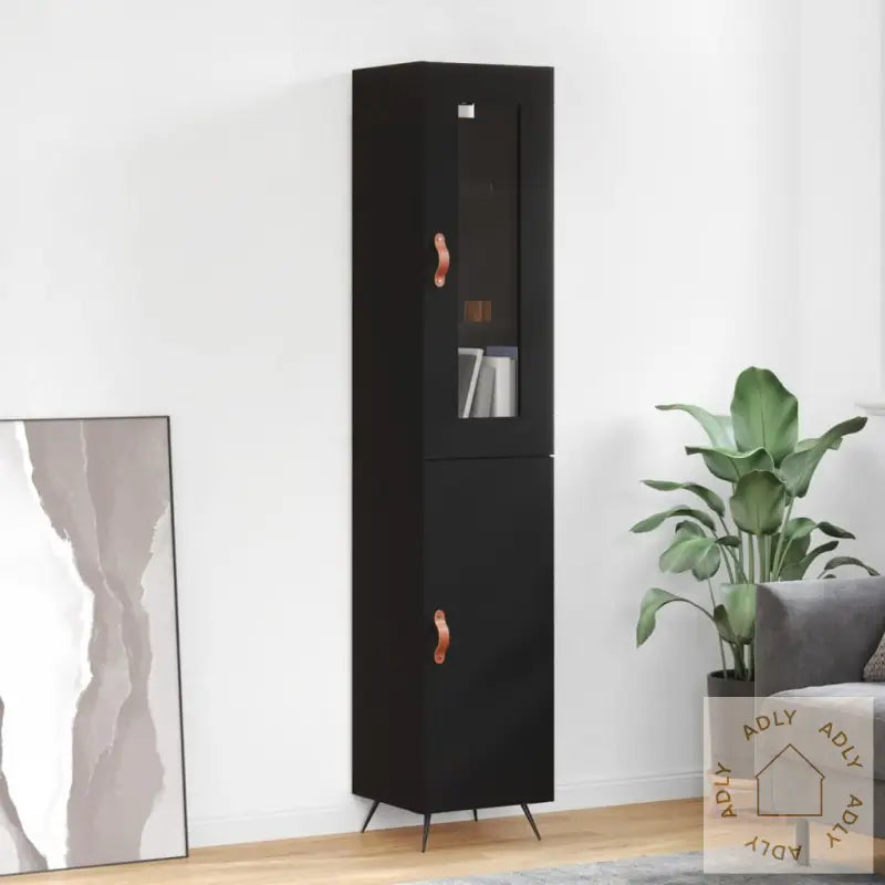Highboard Svart 34,5X34X180 Cm Konstruert Tre