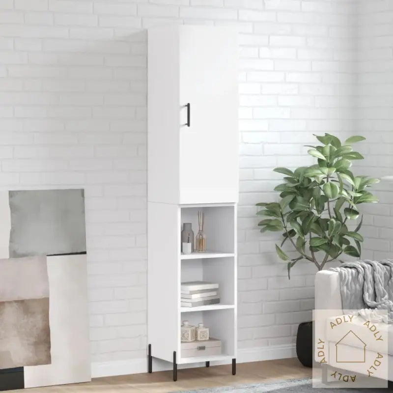Highboard Hvit 34,5X34X180 Cm Konstruert Tre