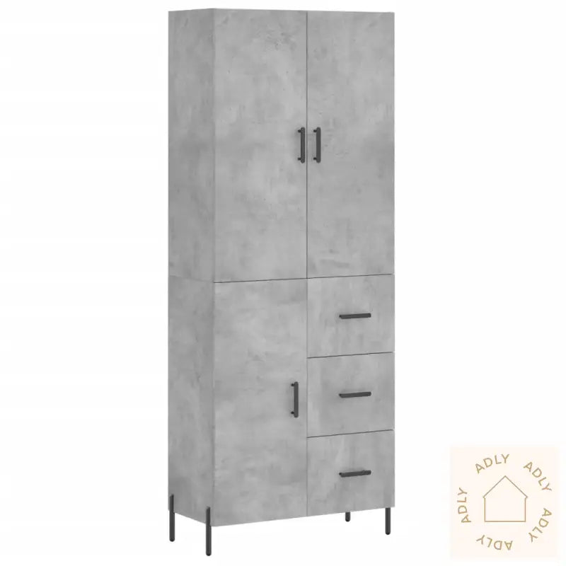 Highboard Betonggrå 69,5X34X180 Cm Konstruert Tre