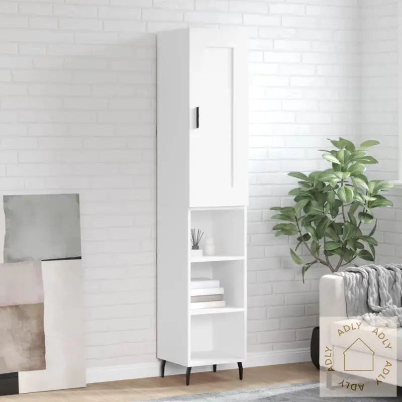 Highboard Hvit 34,5X34X180 Cm Konstruert Tre