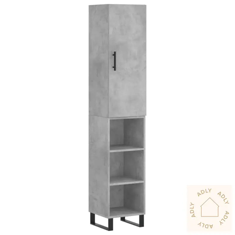 Highboard Betonggrå 34,5X34X180 Cm Konstruert Tre