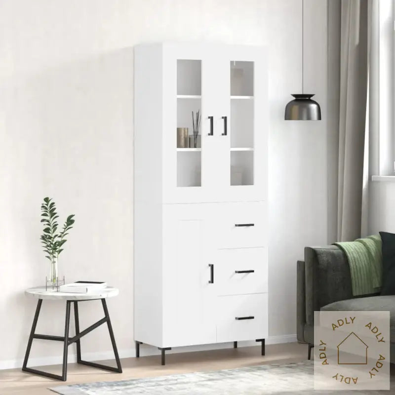 Highboard Hvit 69,5X34X180 Cm Konstruert Tre