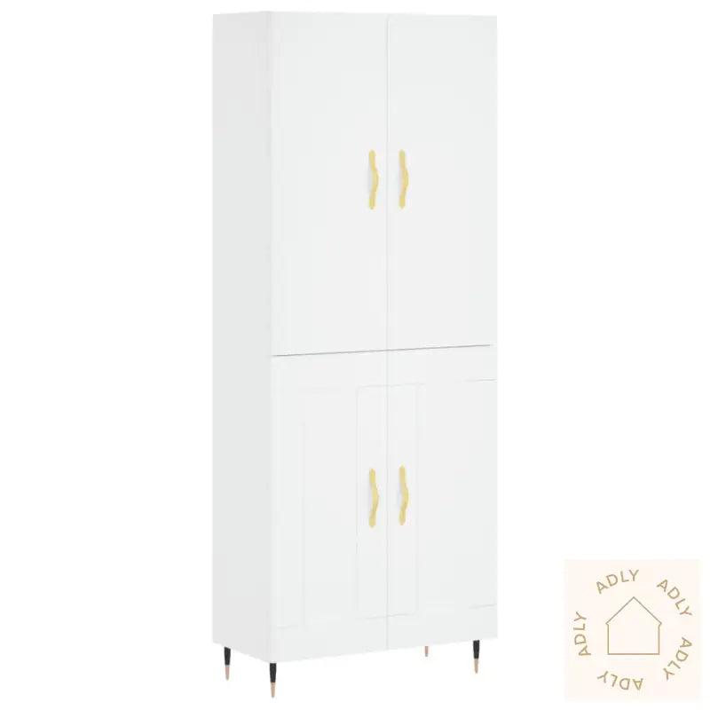 Highboard Hvit 69,5X34X180 Cm Konstruert Tre