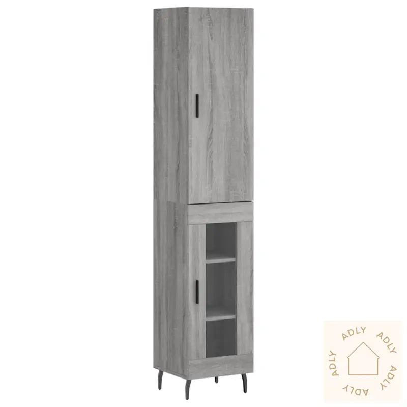 Highboard Grå Sonoma 34,5X34X180 Cm Konstruert Tre