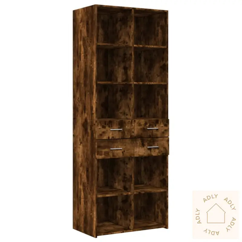 Highboard Røkt Eik 70X42,5X185 Cm Konstruert Tre