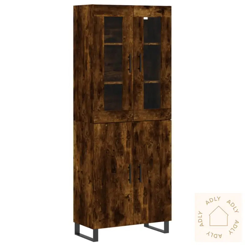 Highboard Røkt Eik 69,5X34X180 Cm Konstruert Tre