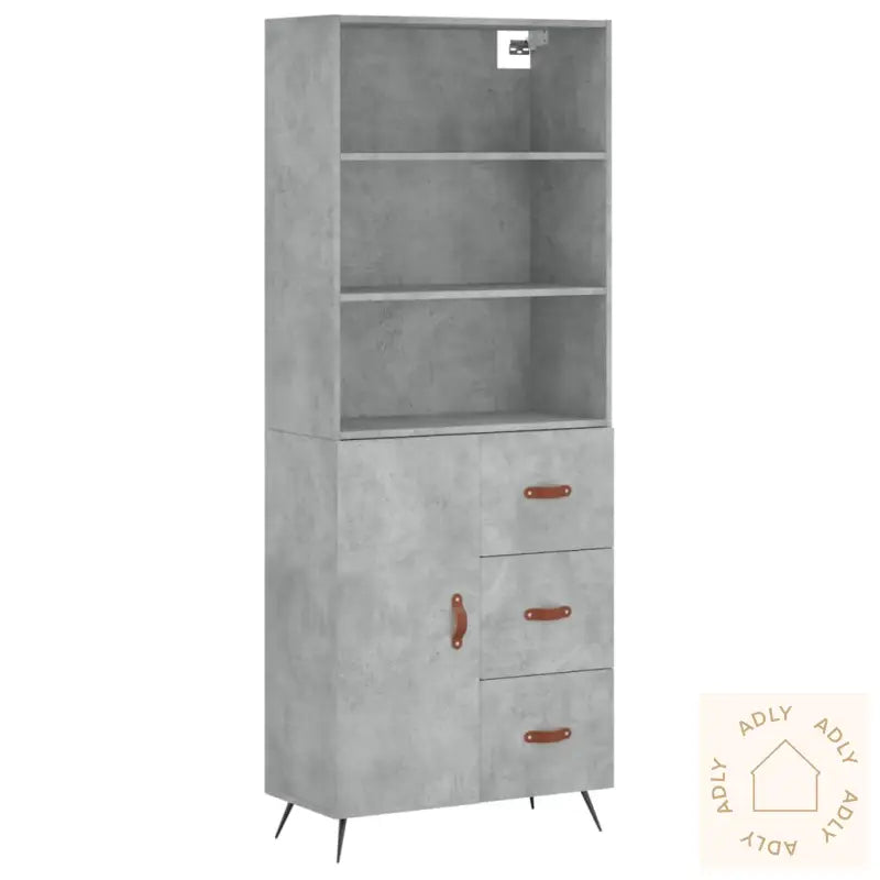 Highboard Betonggrå 69,5X34X180 Cm Konstruert Tre