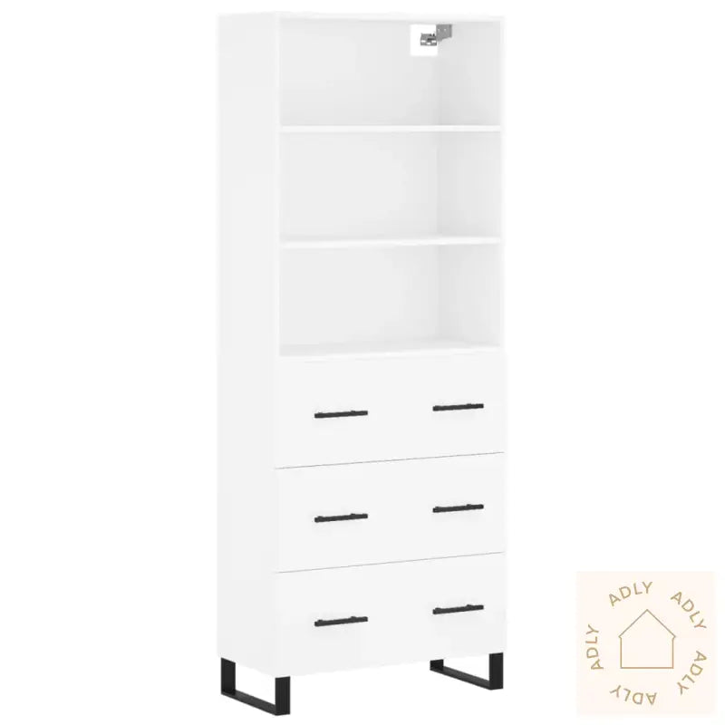 Highboard Hvit 69,5X34X180 Cm Konstruert Tre