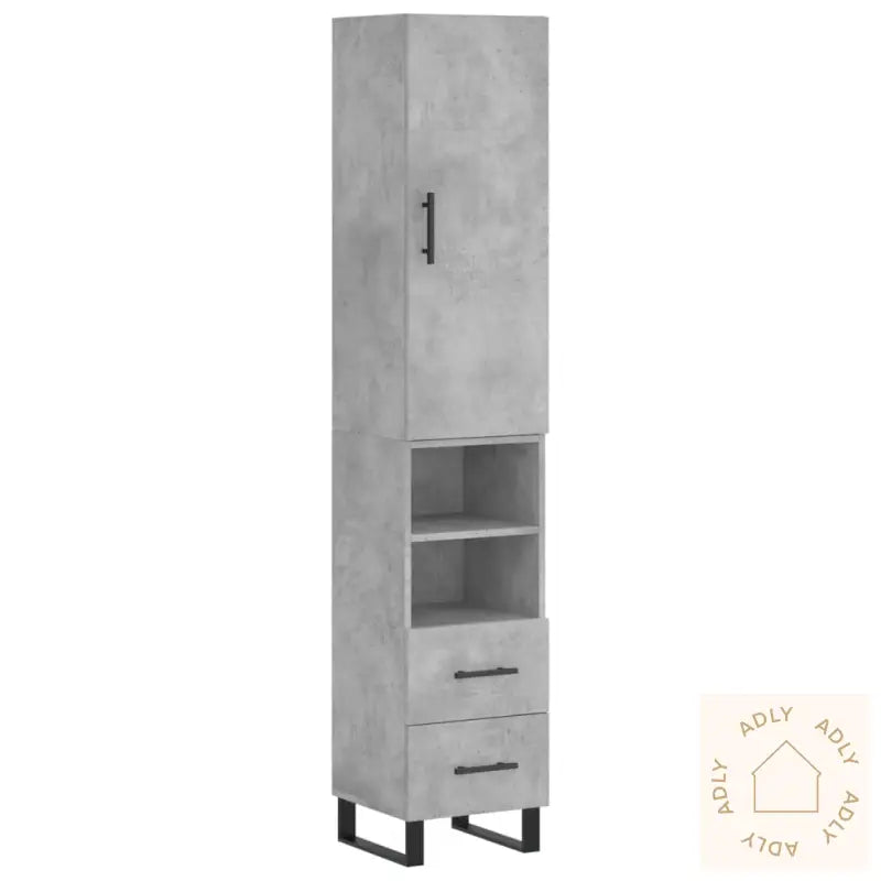 Highboard Betonggrå 34,5X34X180 Cm Konstruert Tre