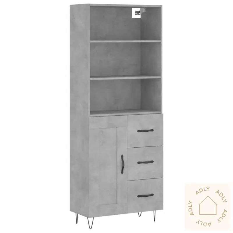 Highboard Betonggrå 69,5X34X180 Cm Konstruert Tre