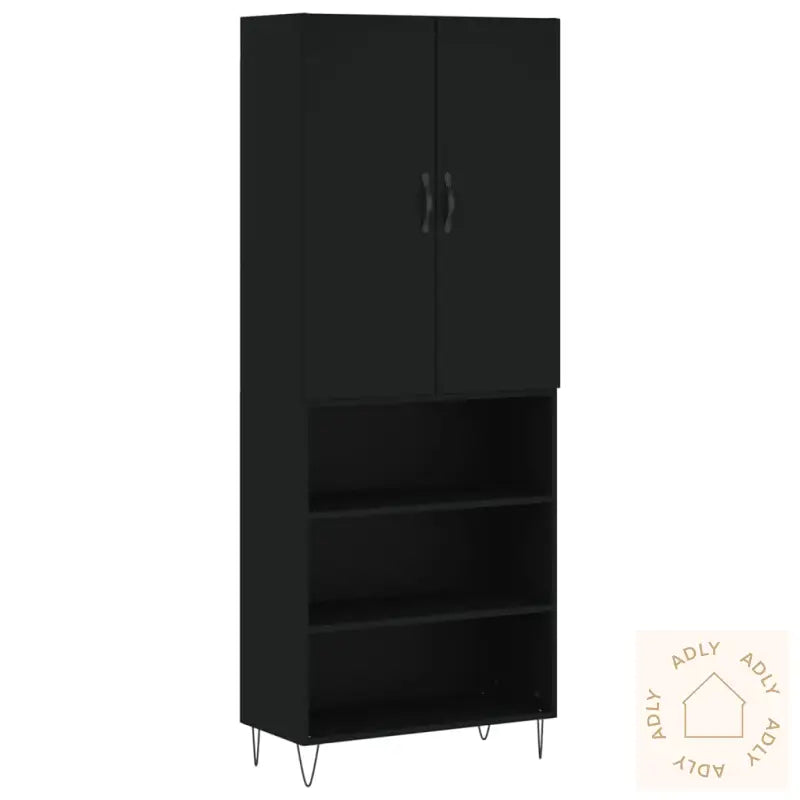 Highboard Svart 69,5X34X180 Cm Konstruert Tre