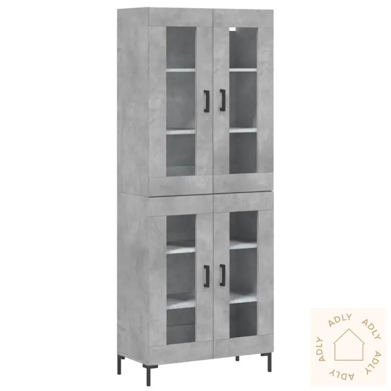 Highboard Betonggrå 69,5X34X180 Cm Konstruert Tre