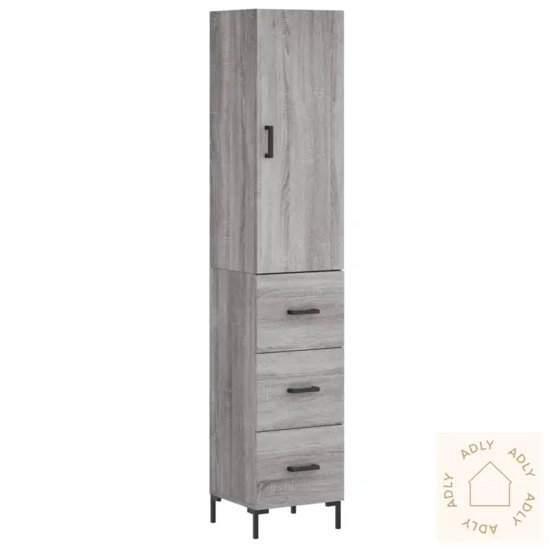 Highboard Grå Sonoma 34,5X34X180 Cm Konstruert Tre