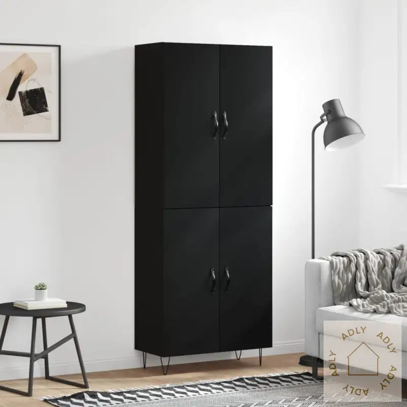 Highboard Svart 69,5X34X180 Cm Konstruert Tre