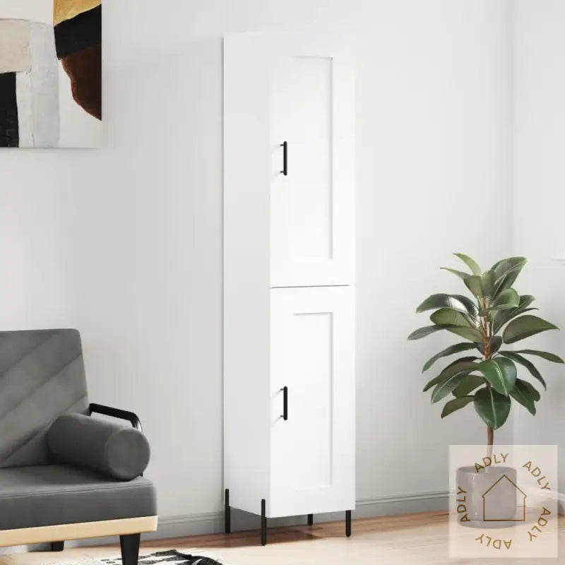 Highboard Hvit 34,5X34X180 Cm Konstruert Tre