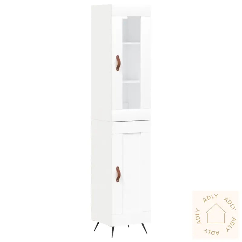 Highboard Hvit 34,5X34X180 Cm Konstruert Tre
