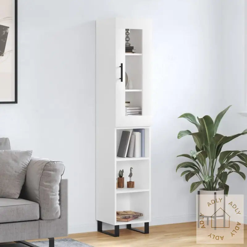 Highboard Hvit 34,5X34X180 Cm Konstruert Tre