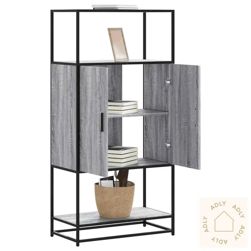 Highboard Grå Sonoma 68X35X139 Cm Konstruert Tre Og Metall