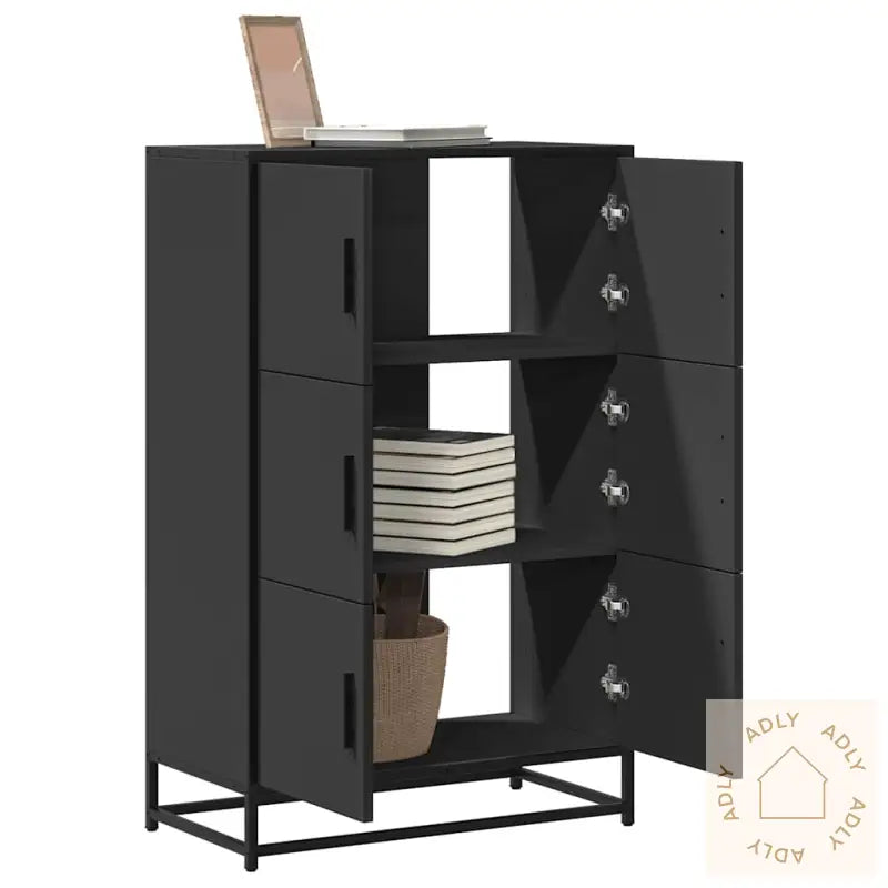 Highboard Svart 68X35X106,5 Cm Konstruert Tre Og Metall