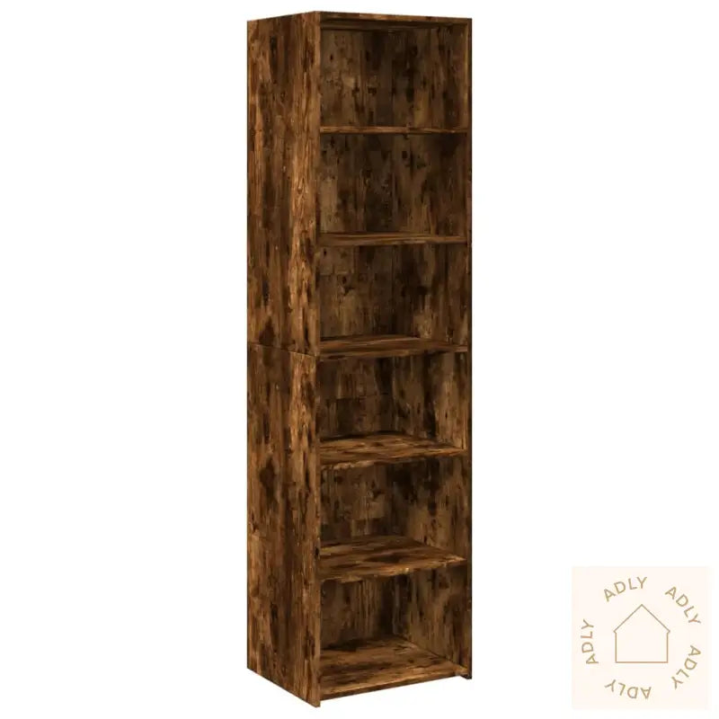 Highboard Røkt Eik 50X41X185 Cm Konstruert Tre