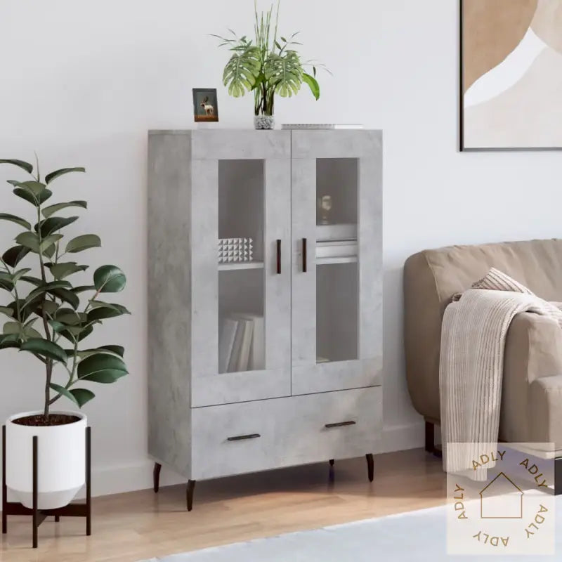 Highboard Betonggrå 69,5X31X115 Cm Konstruert Tre